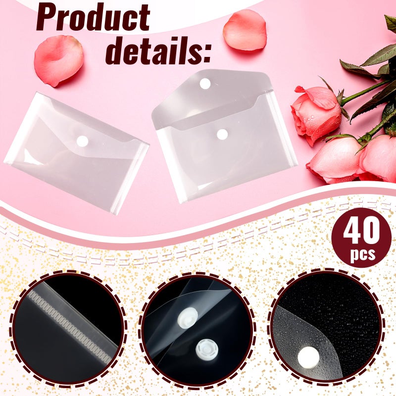 Vmiapxo 40 Pack Stamp and Die Storage Pockets  Reusable Small Plastic Envelopes Waterproof Sticker Organizer Receipt Holder Photo Storage Folders (4"" x 6"") - Image 3